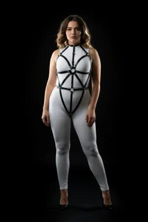 Black Faux Leather Full Body Harness for Women – Adjustable Plus Size