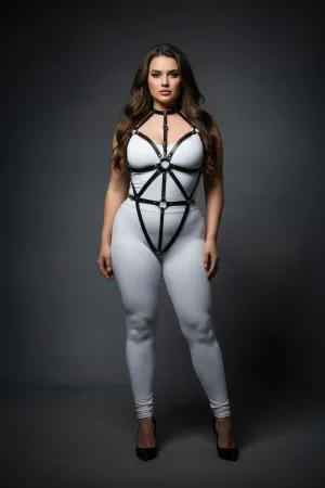 Black Faux Leather Full Body Harness for Women – Adjustable Plus Size