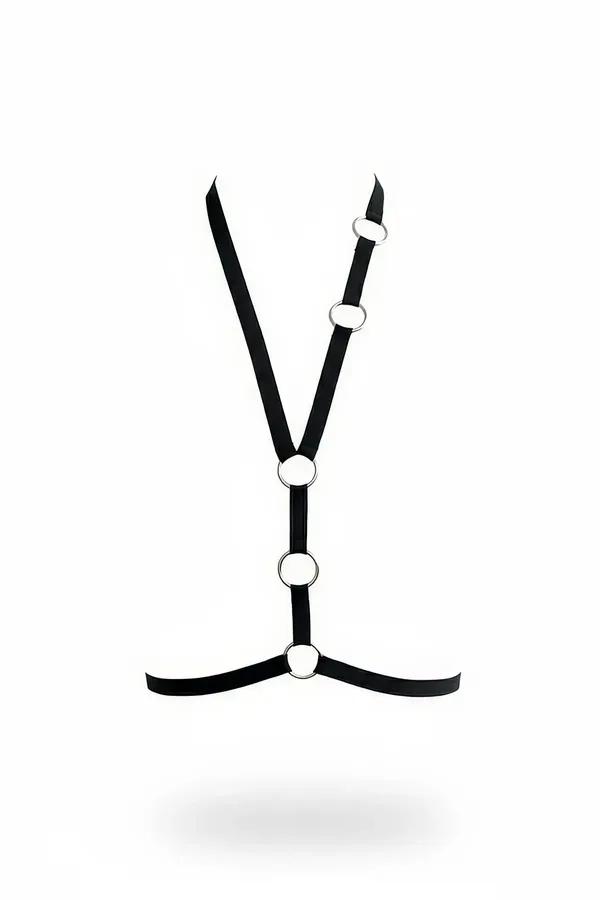 halka detaylı siyah elastik vücut aksesuarı gümüş metal halkalar Y-form minimalist bel kemeri