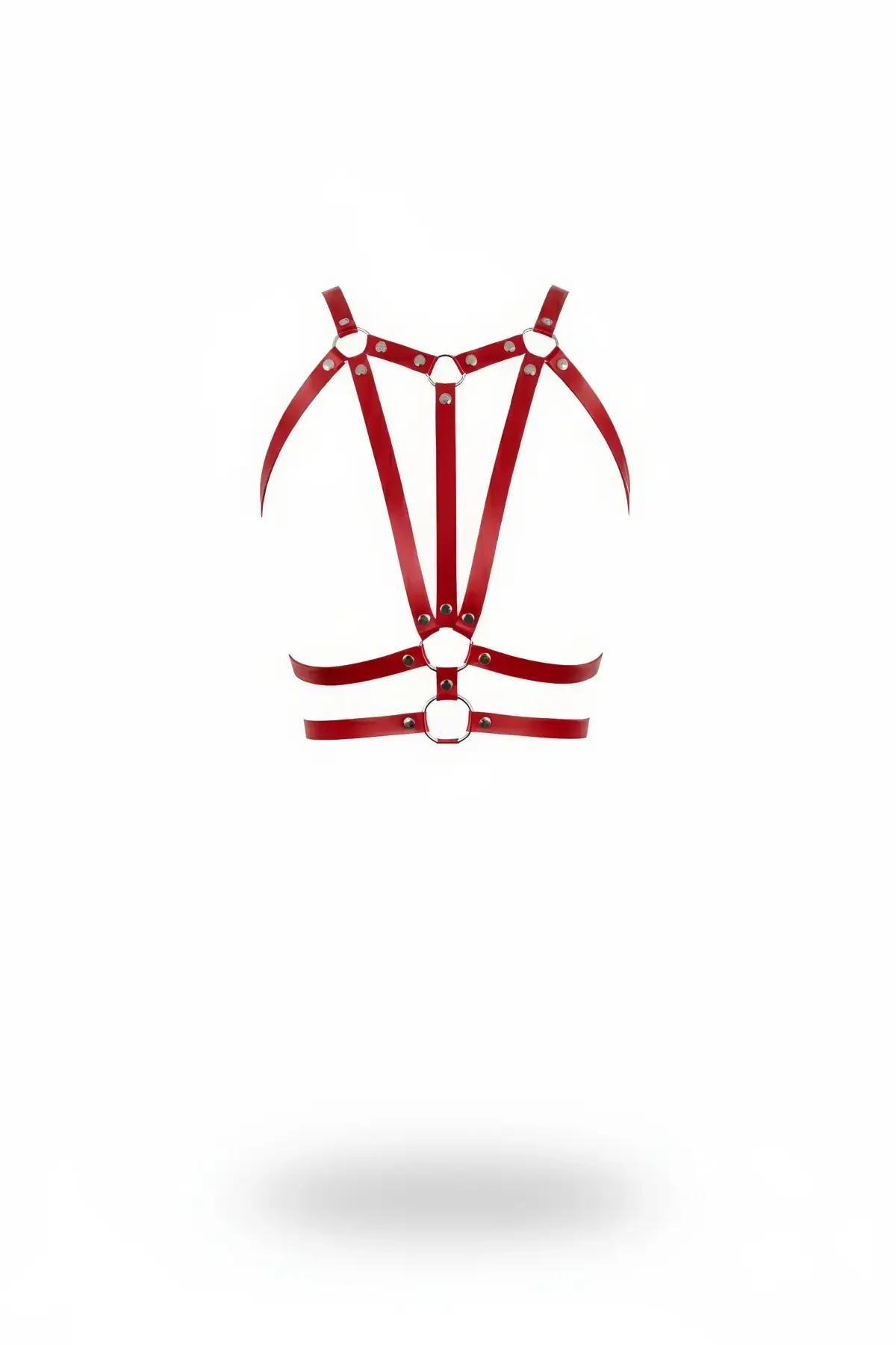 Faux Leather Caged Underbust Chest Harness with O-Rings