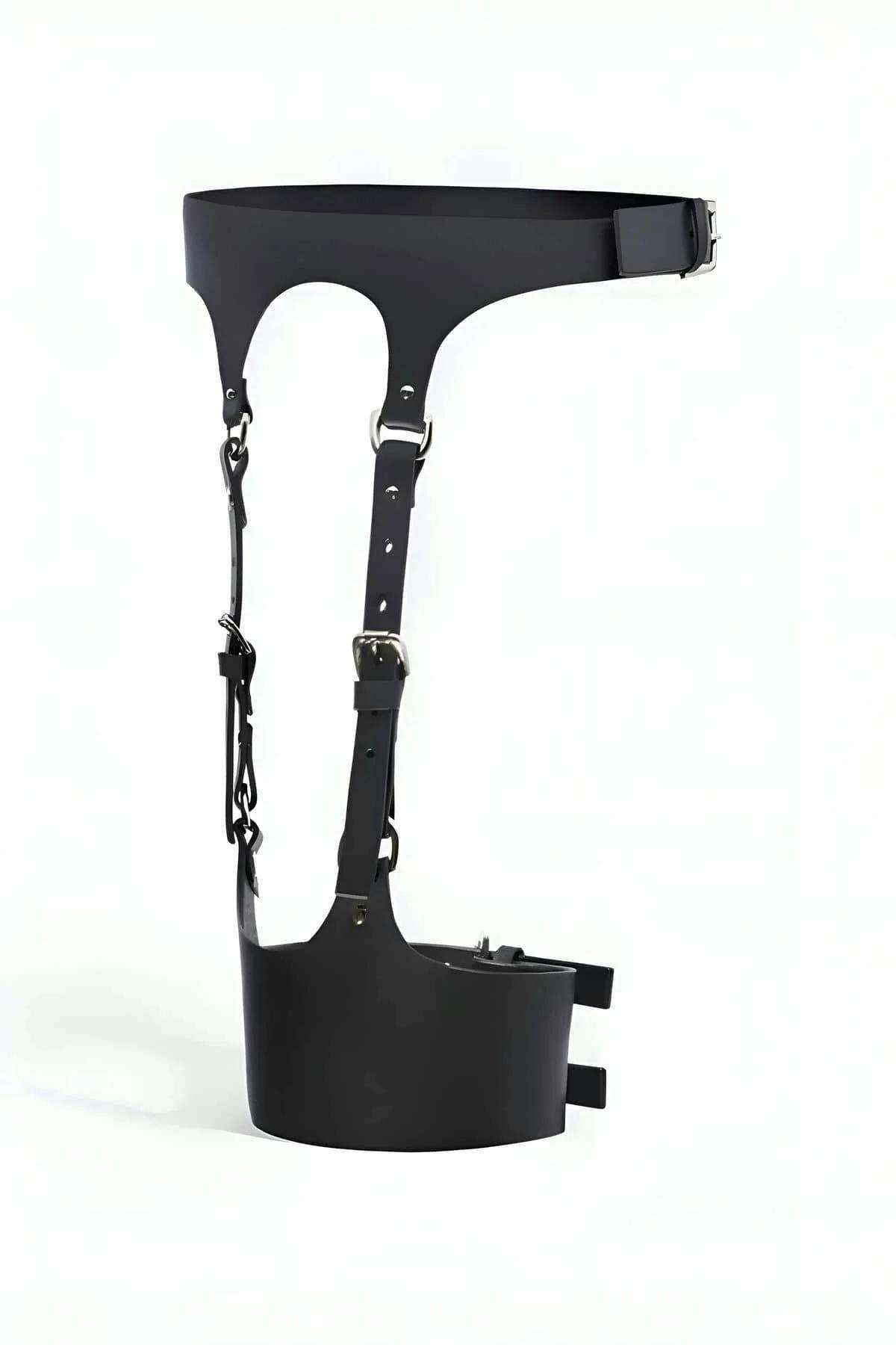 Single Leg Harness with Wide Faux Leather Waist Belt