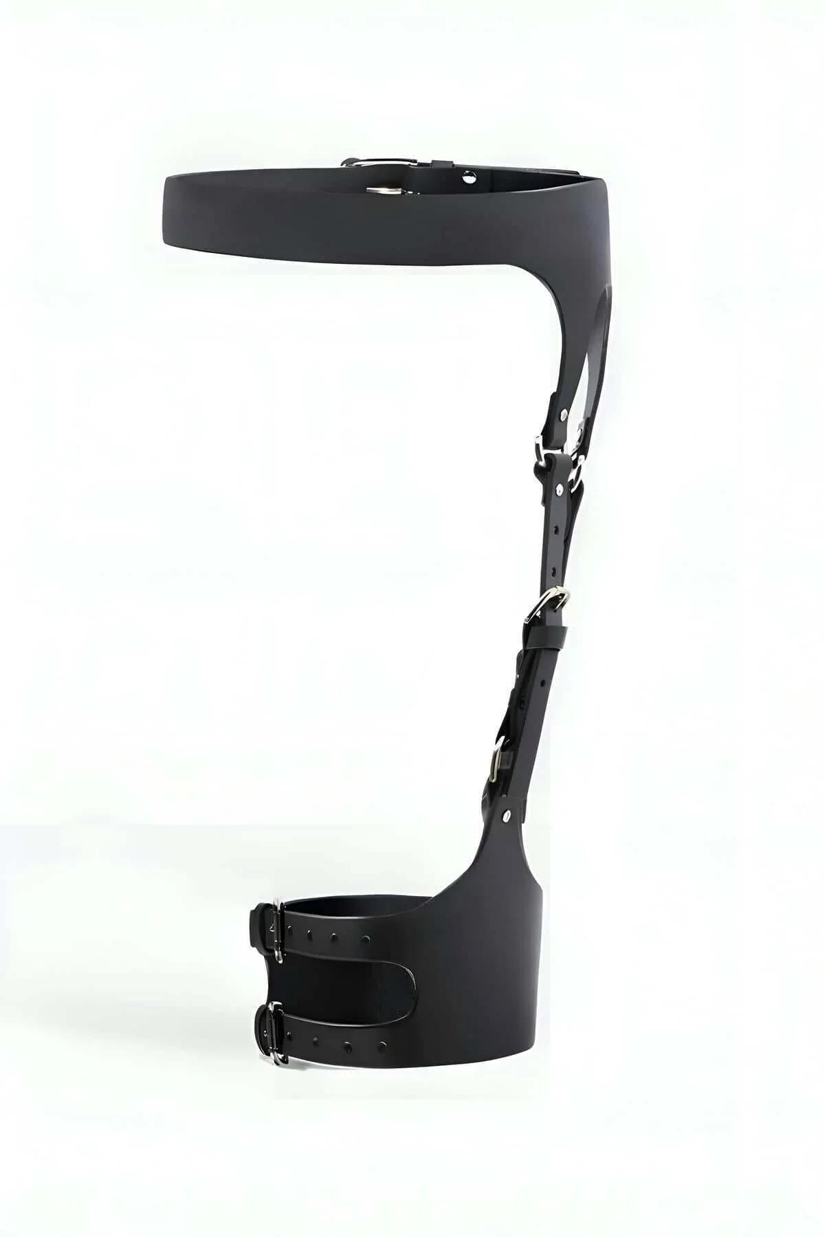Single Leg Harness with Wide Faux Leather Waist Belt