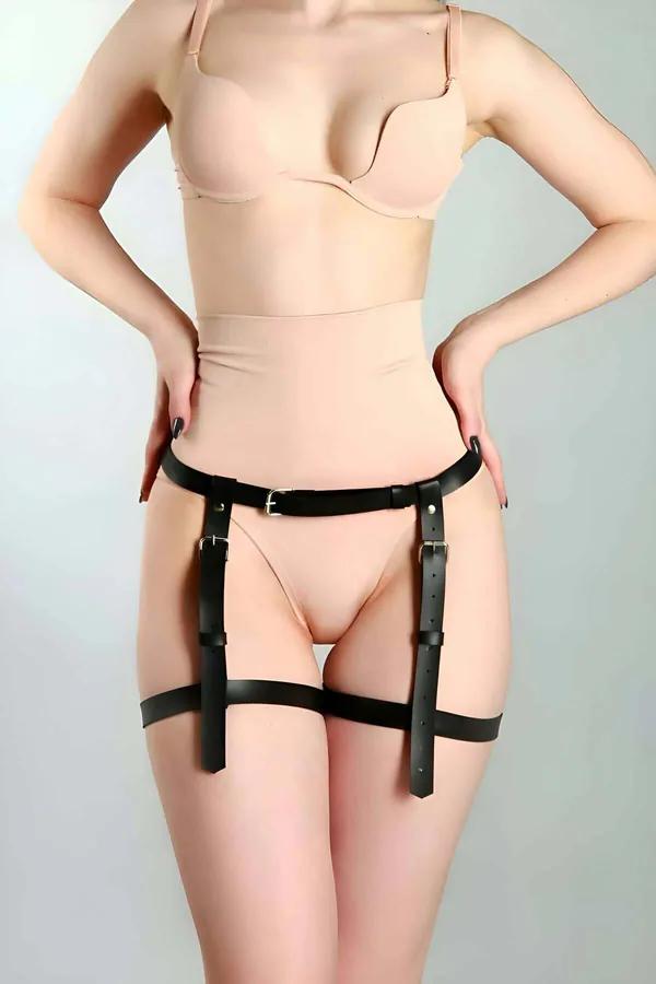 Adjustable Faux Leather Waist & Thigh Garter Harness