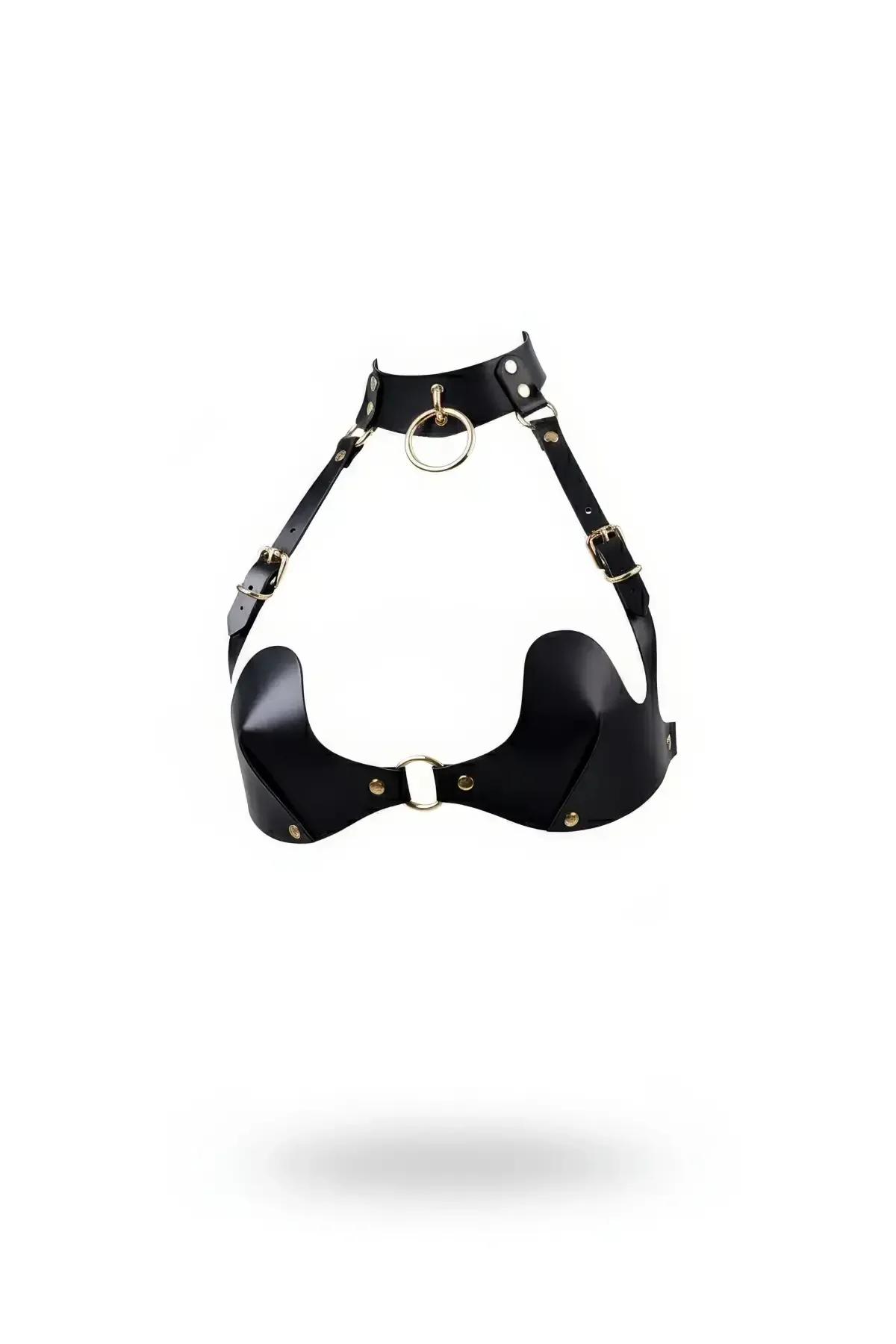 Sculpted Vegan Leather Underbust Harness with O-Ring Choker