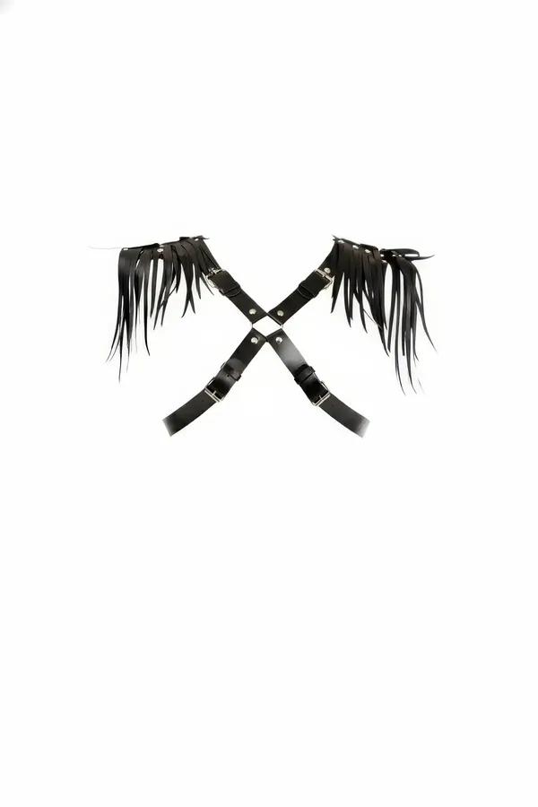 Fringe Detail Faux Leather Cross Body Harness