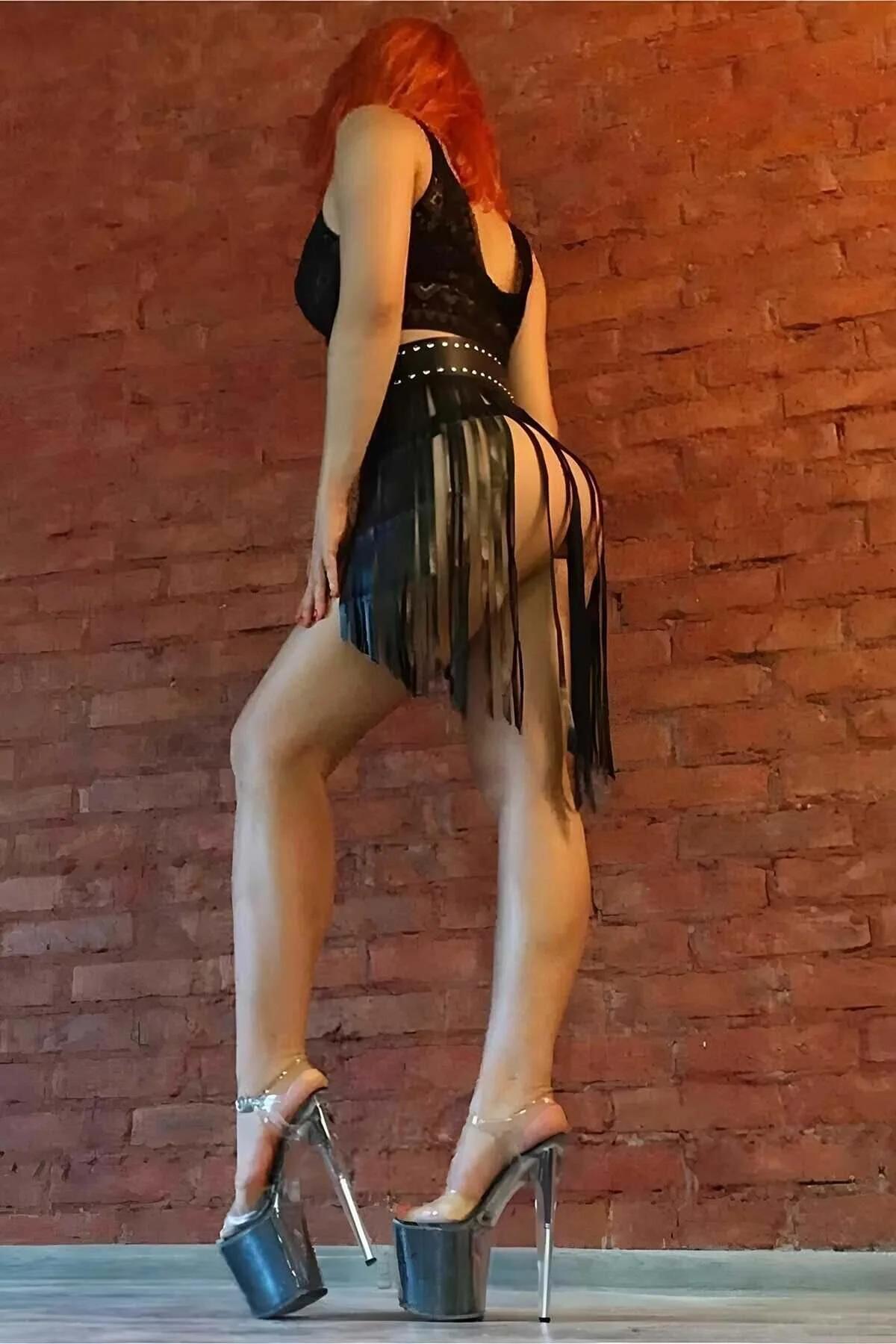 Faux Leather Fringe Hip Belt Skirt with Studs