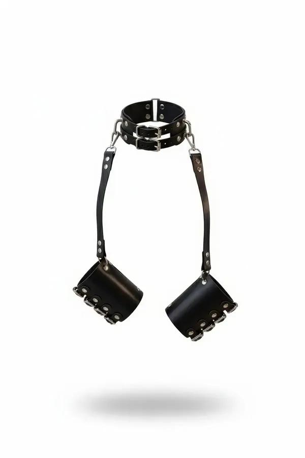 Double Buckle Collar with Wrist Cuffs Set