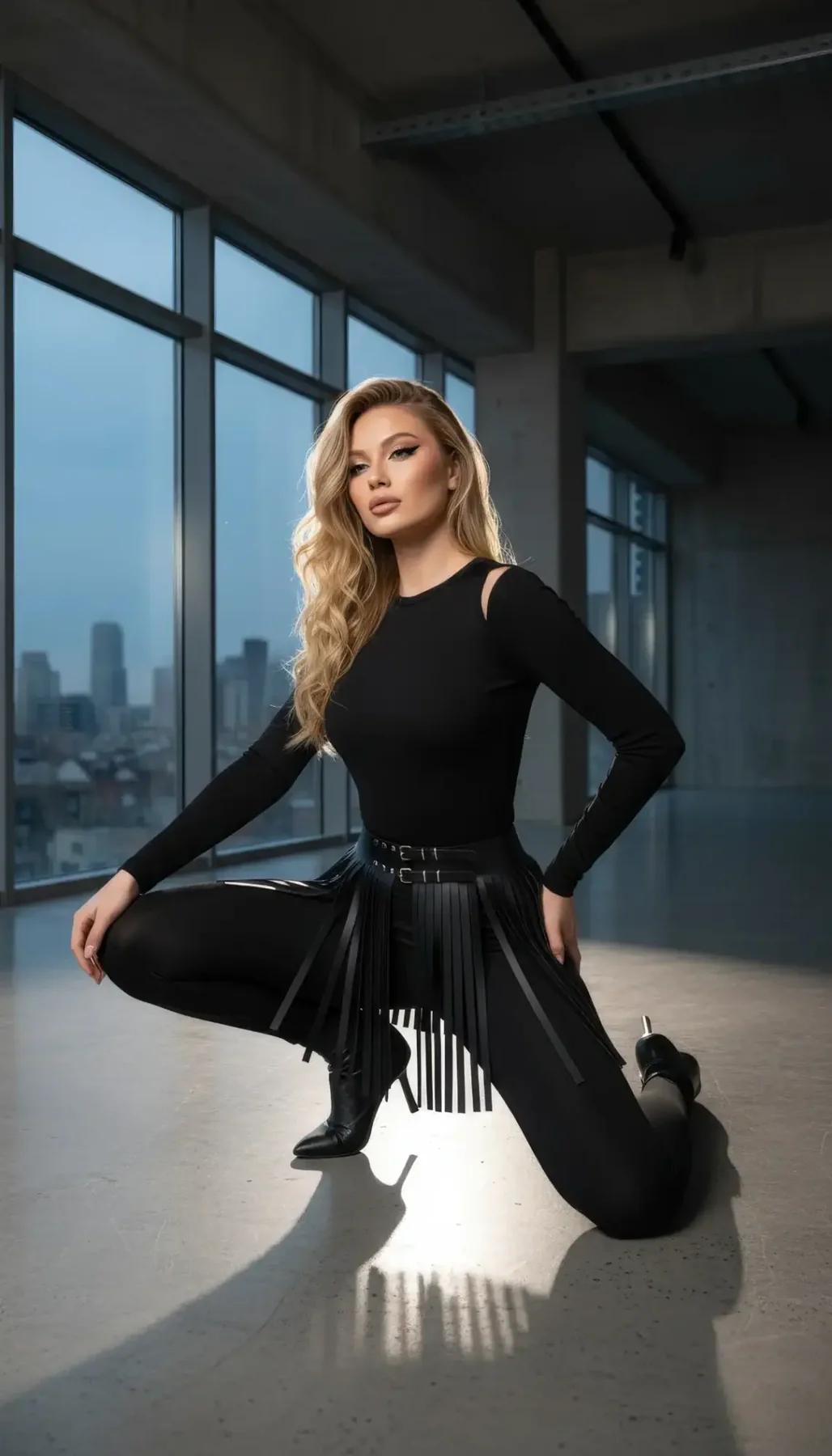 Faux Leather Fringe Mini Skirt Tasseled Waist Harness