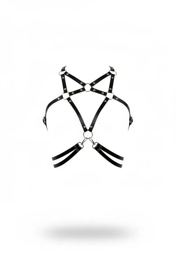 Multi-Strap Faux Leather Chest Harness with O-Rings