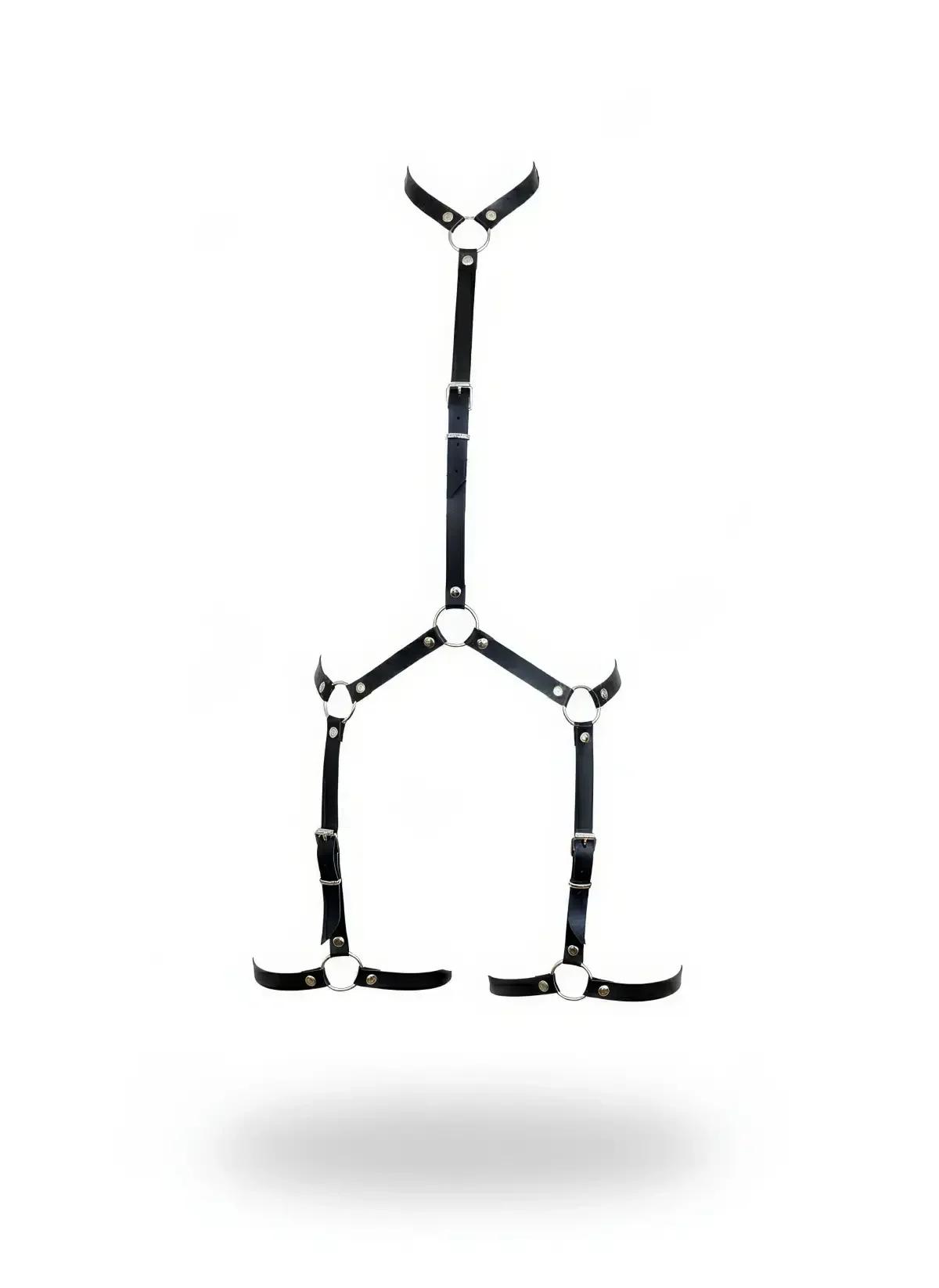 Adjustable Faux Leather Leg Harness with O-Rings