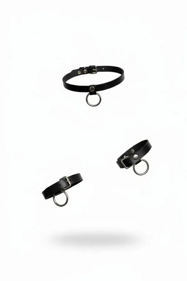 Black Faux Leather Choker with Silver O-Ring