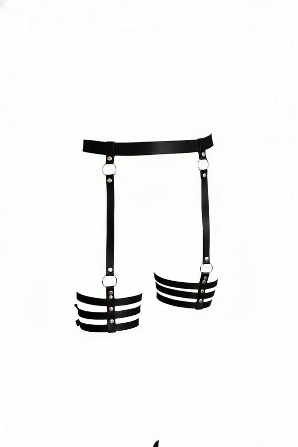 Triple-Strap Thigh Garter Harness with O-Ring Detail
