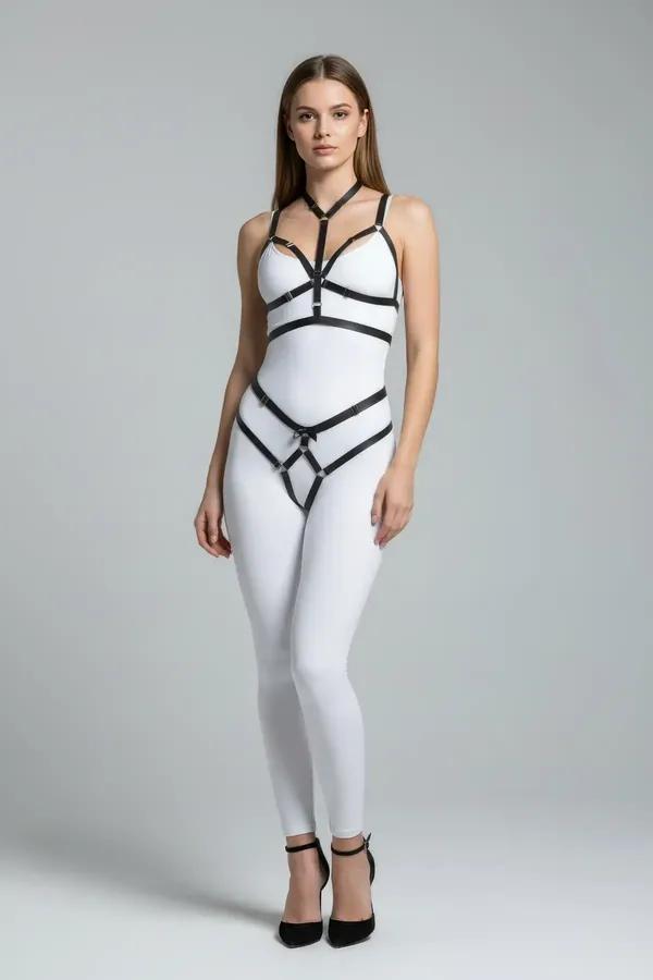Strappy Body Harness with Bra Top & Waist Details