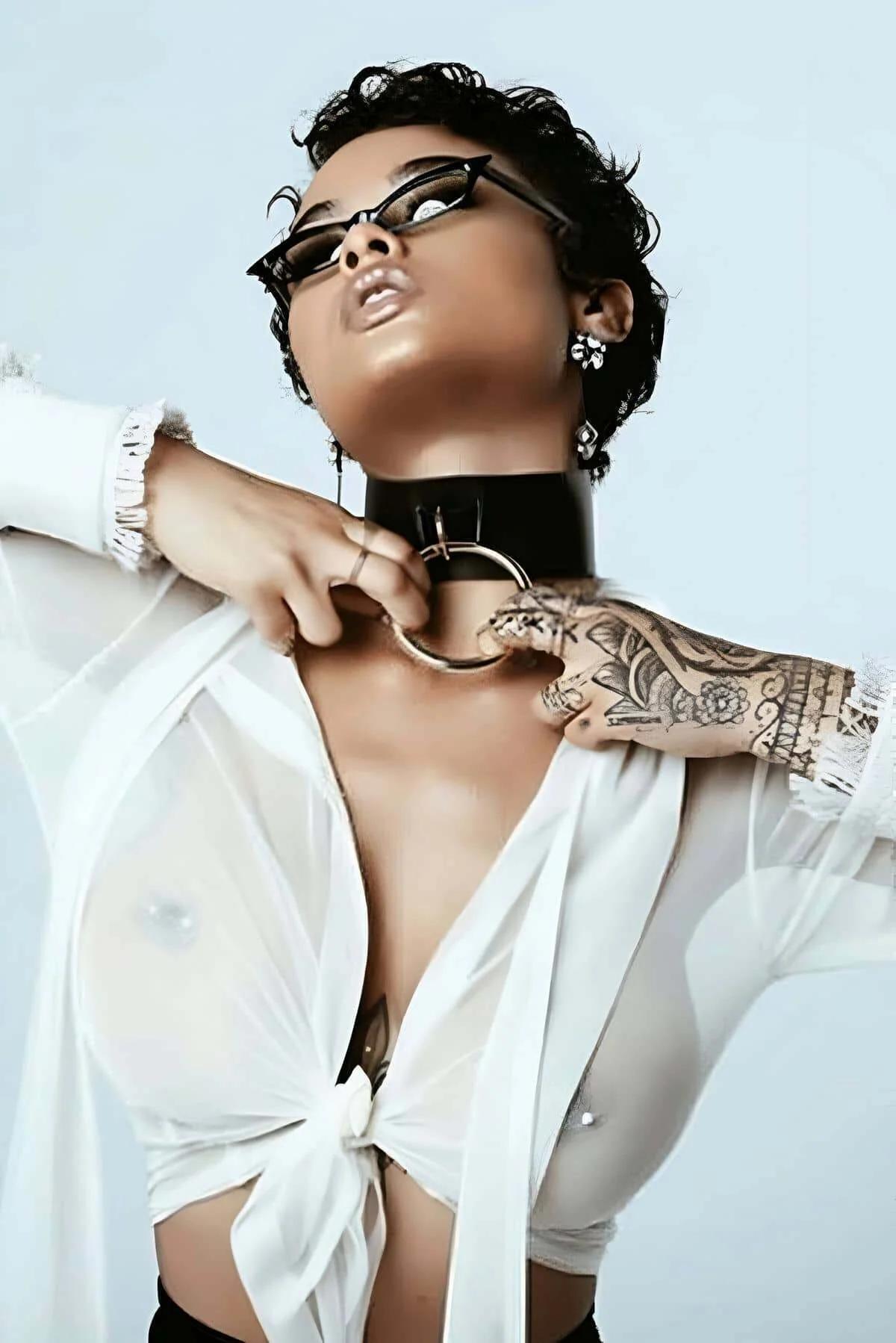 Wide Faux Leather Choker with Silver O-Ring