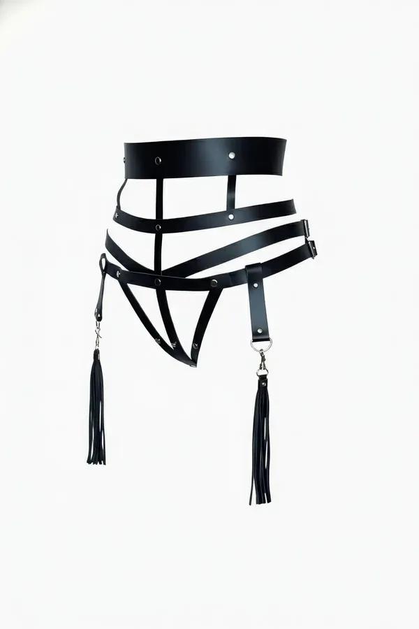 Wide Belt Harness with Multi-Strap Waist & Tassel Details