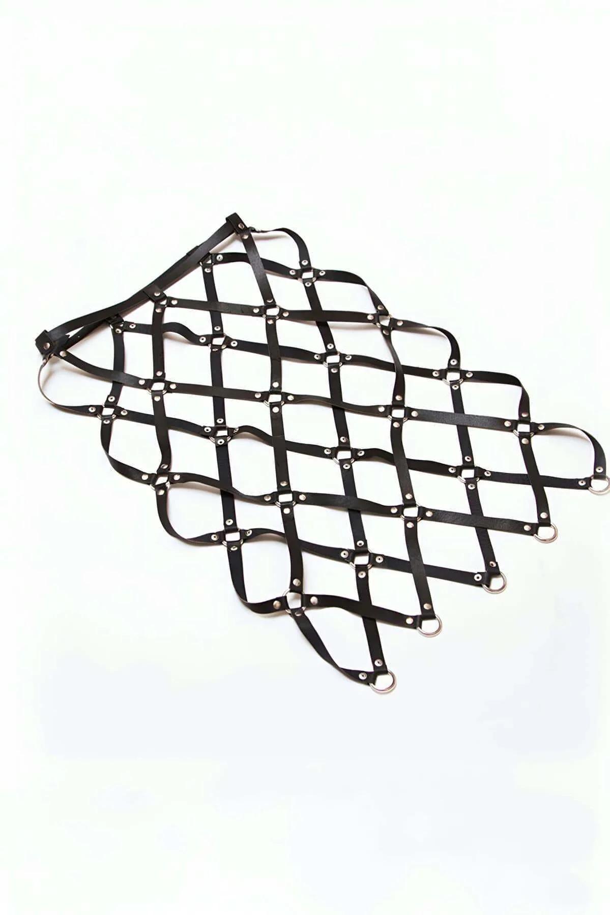 Caged Faux Leather Midi Skirt Harness with O-Rings
