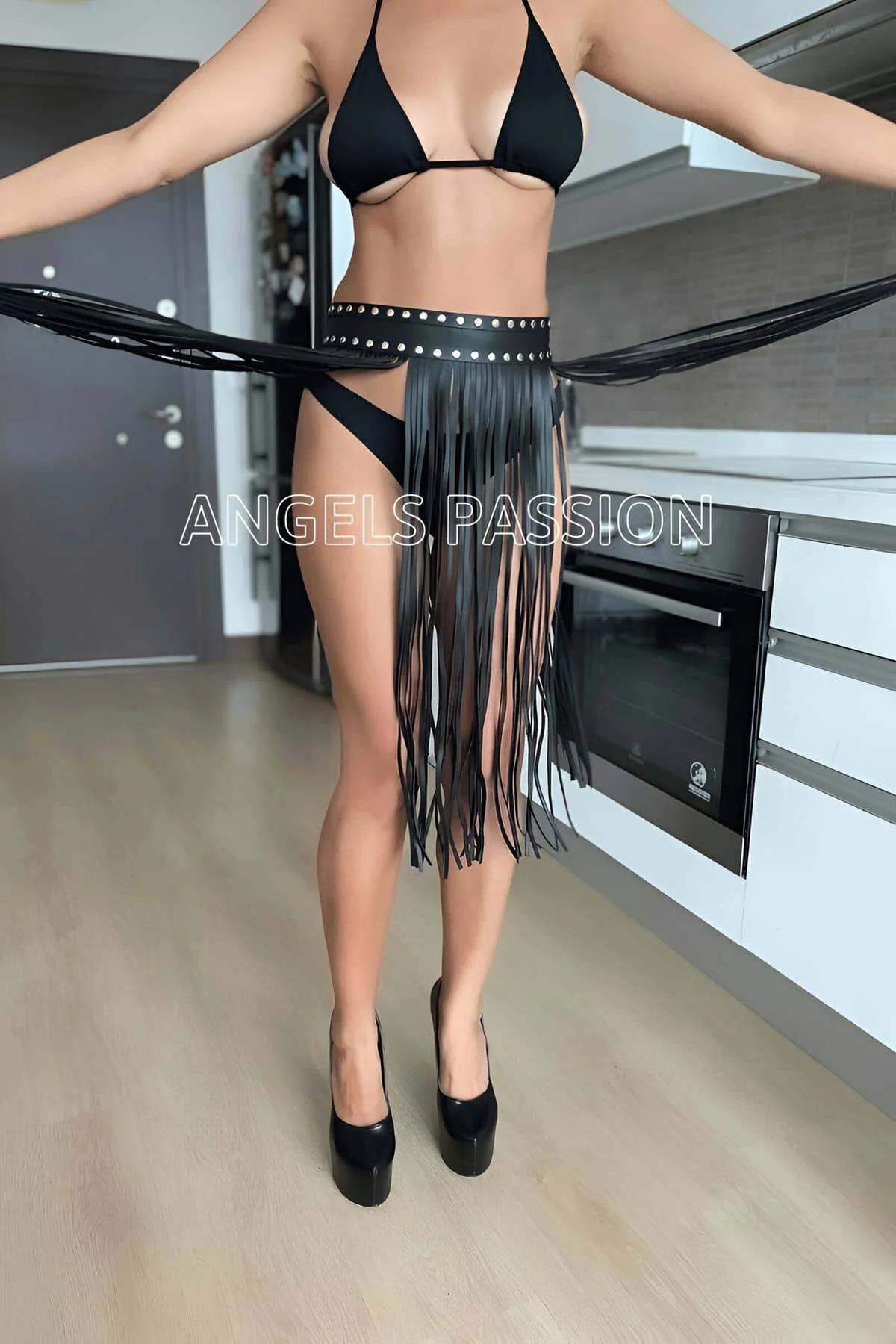 Faux Leather Fringe Waist Belt with Studs