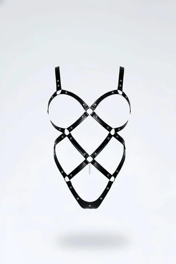 Strappy Studded Full Body Harness with Chain
