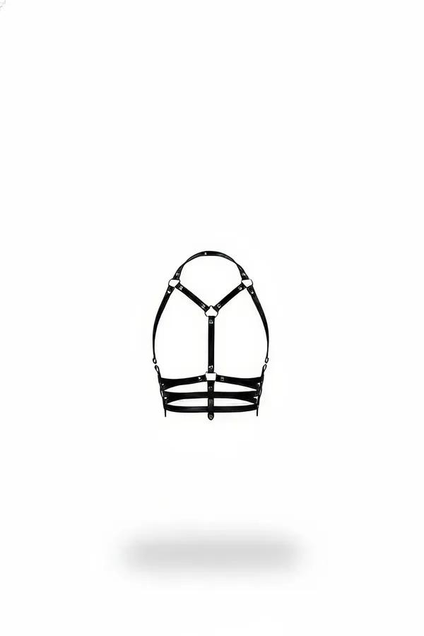 O-Ring Chest Harness Bra in Faux Leather