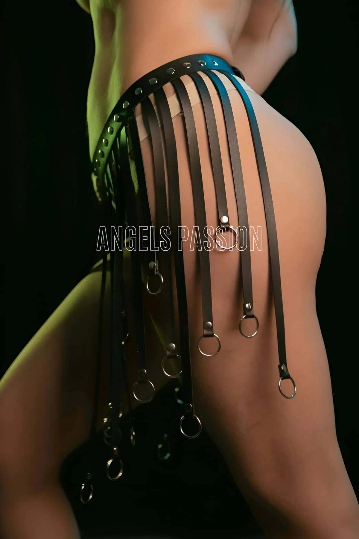 Faux Leather Fringe Skirt with Multiple O-Rings