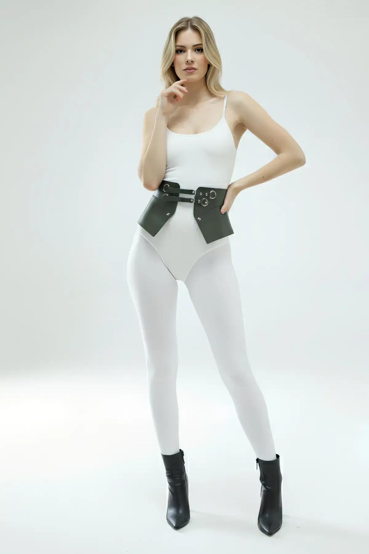 Waspie Style Faux Leather Waist Harness with O-Rings