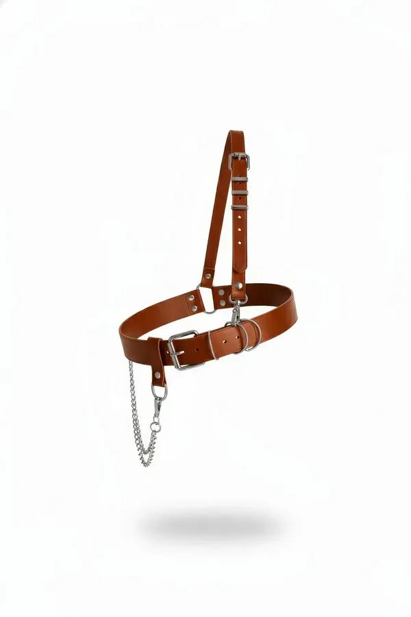 Wide Waist Harness with Single Shoulder Strap & Chain