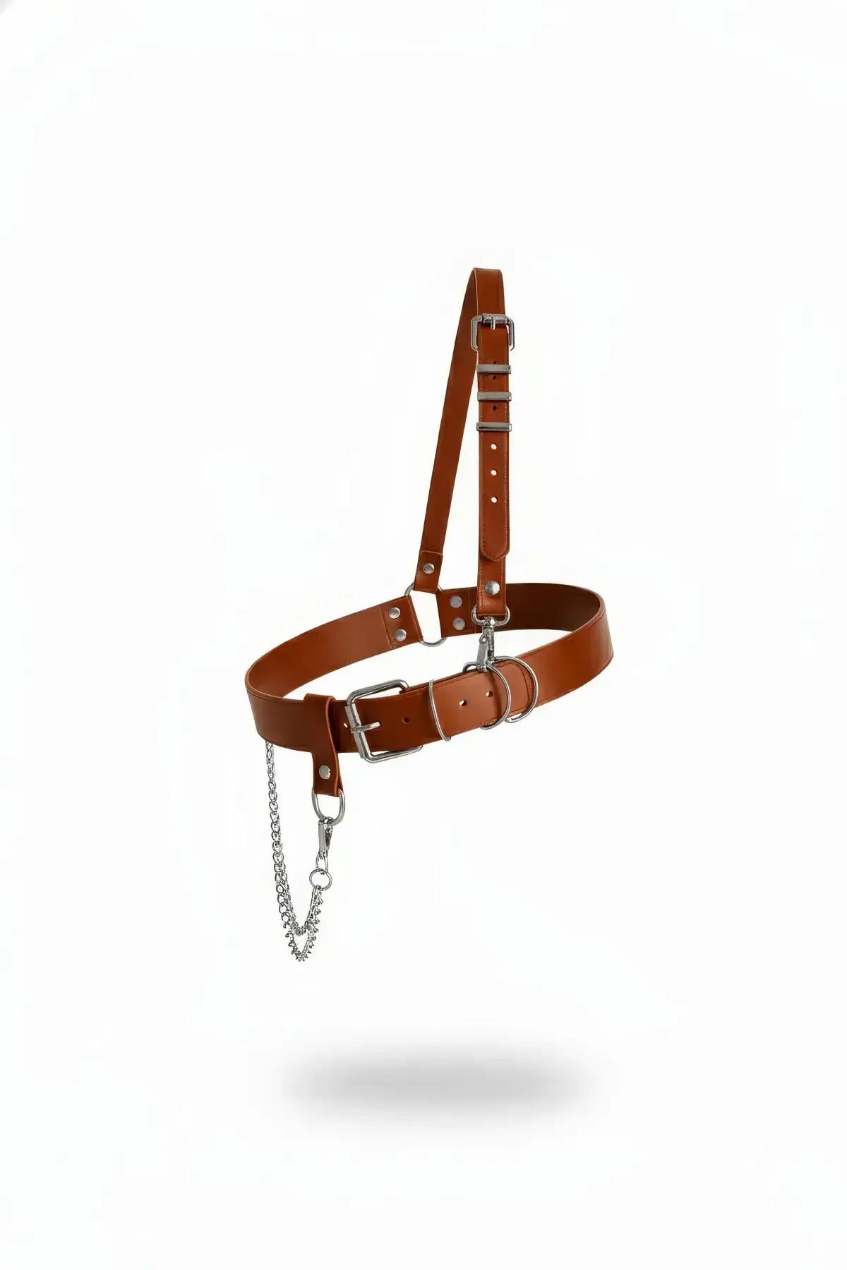 Wide Waist Harness with Single Shoulder Strap & Chain