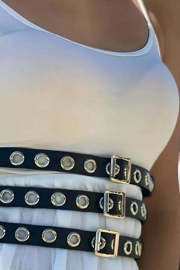 Triple Strap Waist Harness with Buckles & Grommets