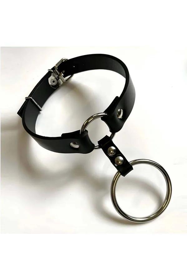 Adjustable Faux Leather Choker with Double O-Rings