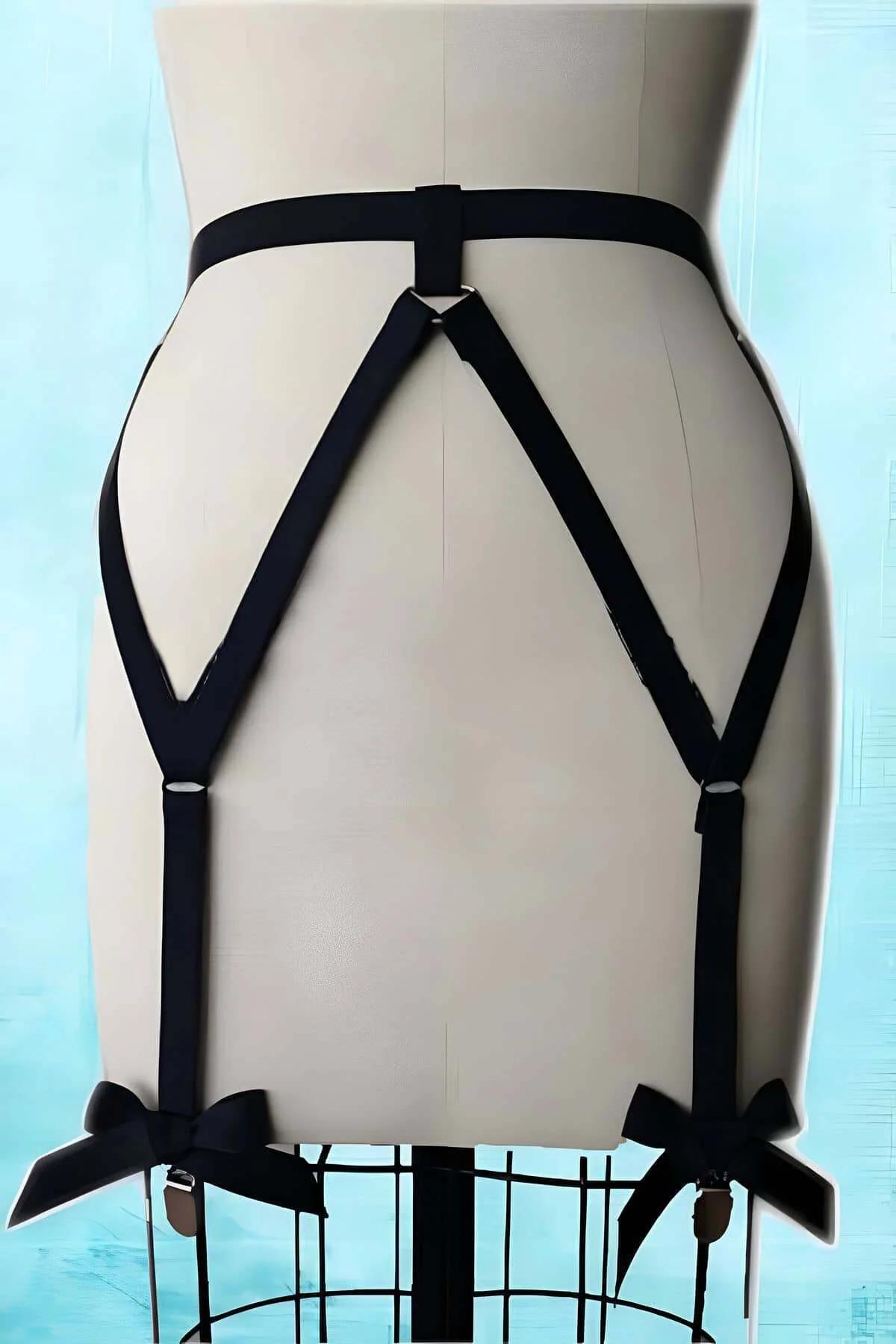 Adjustable Garter Harness with Bow Detail