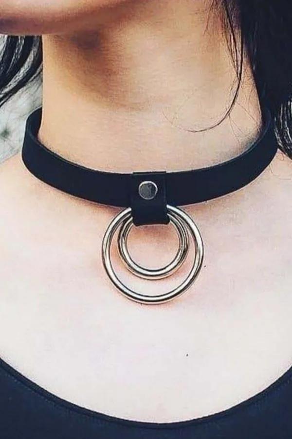 Double O-Ring Faux Leather Choker