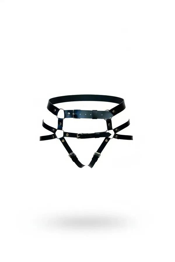 Faux Leather High-Waist Garter Harness with O-Rings