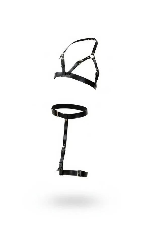 Faux Leather Chest Harness & Thigh Garter Set
