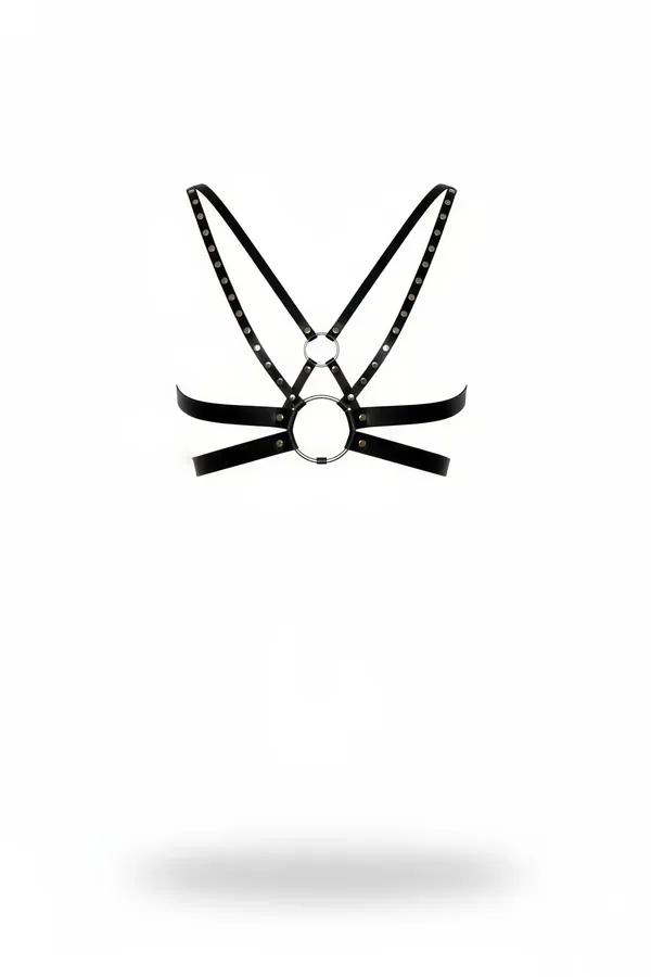 Studded Faux Leather Chest Harness with O-Rings