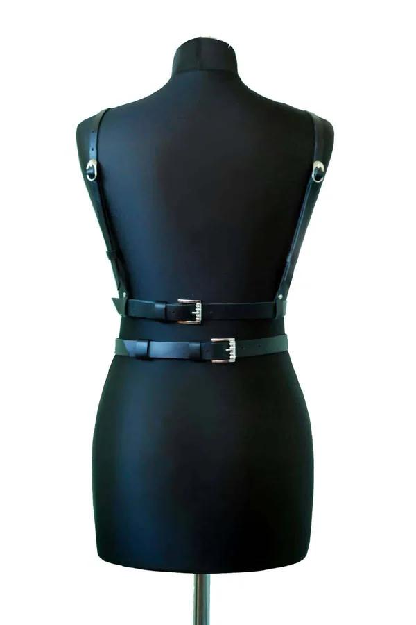 Riveted Faux Leather Chest Harness with O-Rings