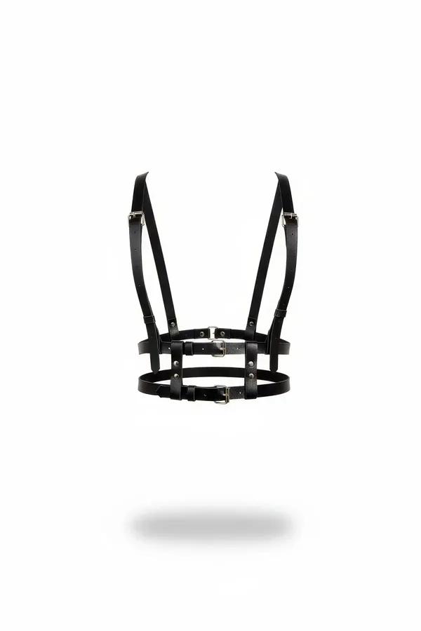 Minimalist Faux Leather Harness Bra with Adjustable Shoulder Straps