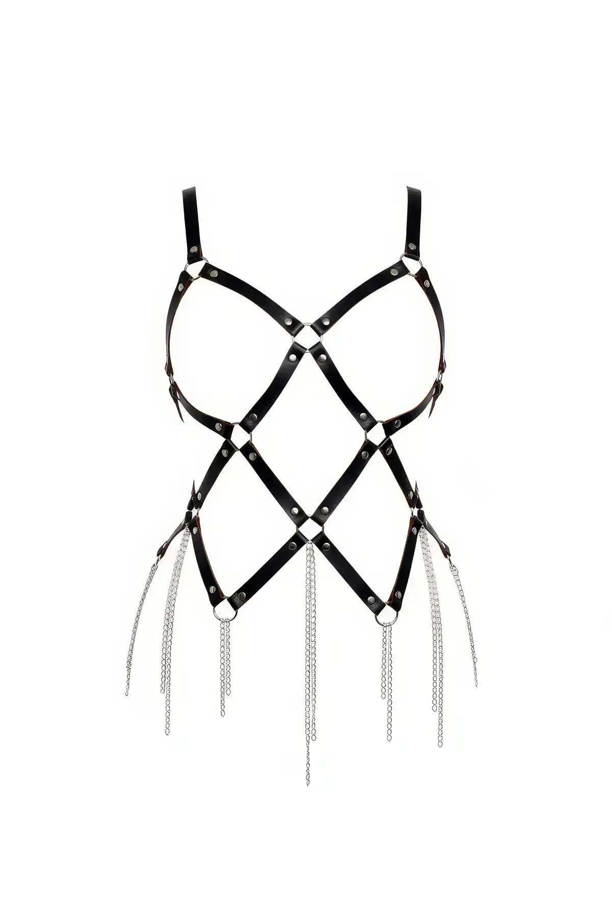 Strappy Body Harness with Cascading Chains