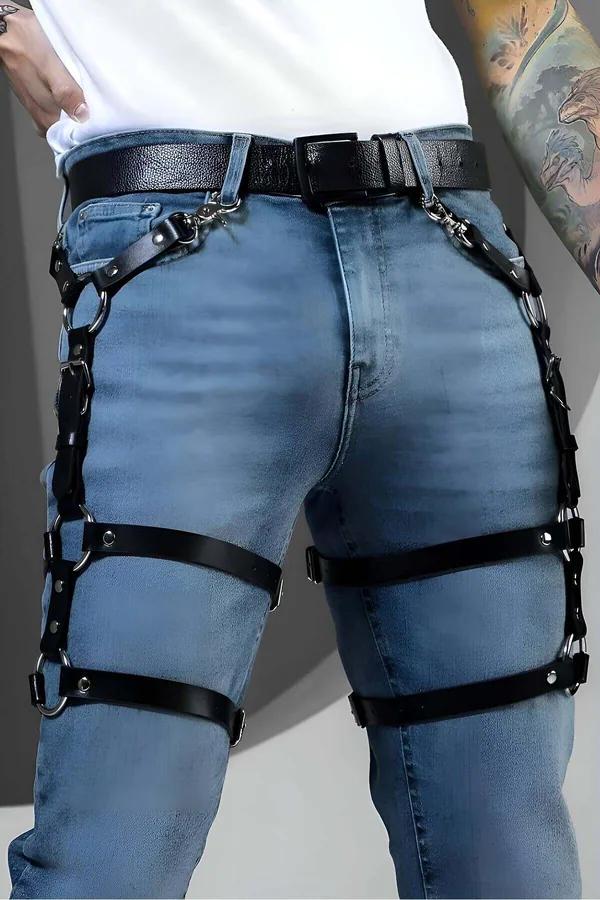 Adjustable Faux Leather Leg Harness with O-Rings