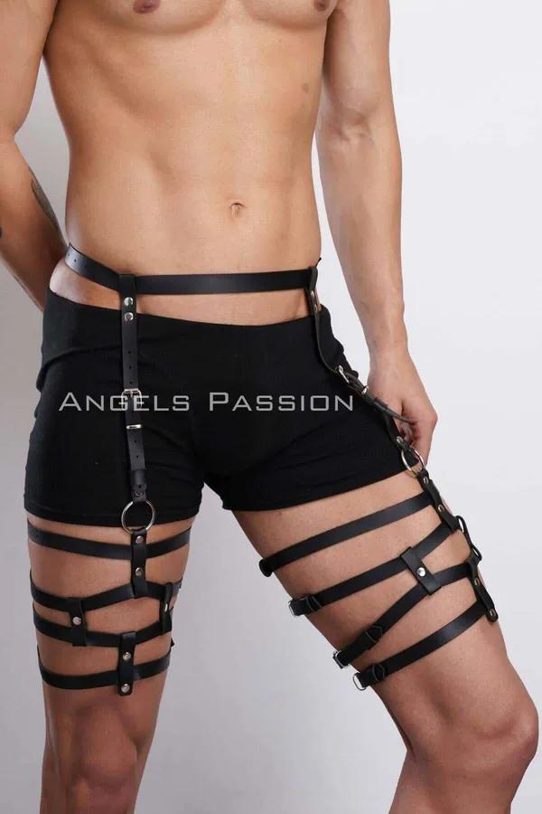 Adjustable Faux Leather Leg Harness with O-Rings