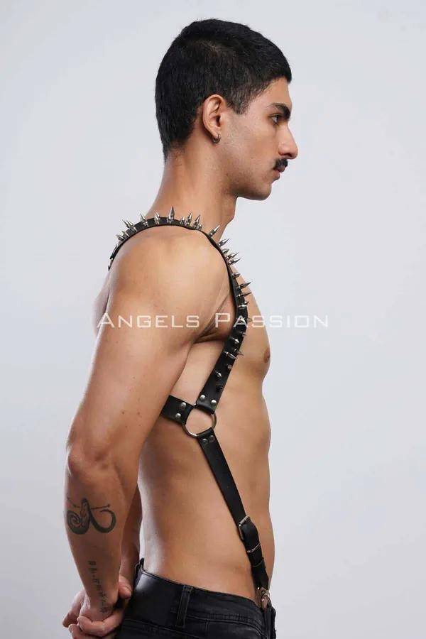 Spiked Faux Leather Body Harness with O-Rings