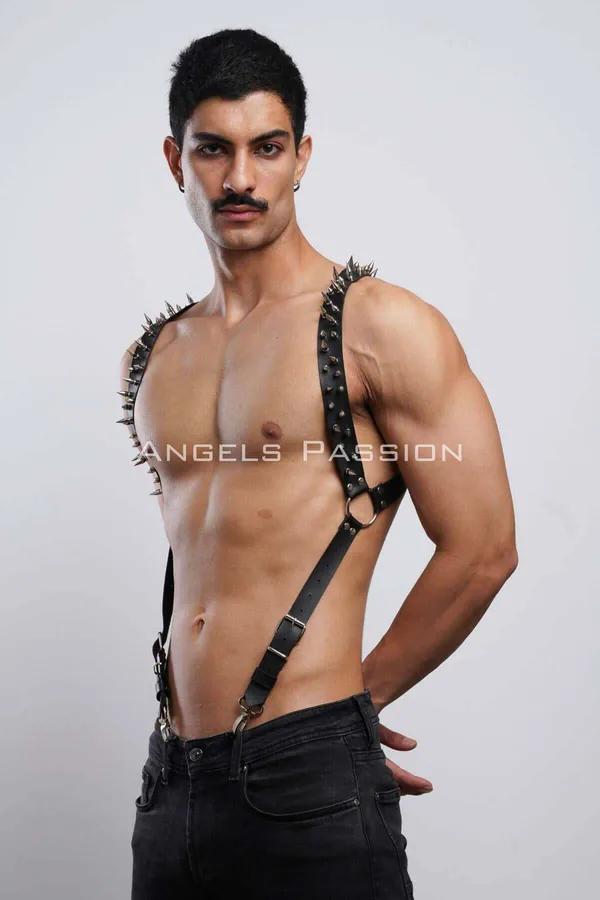 Spiked Faux Leather Body Harness with O-Rings