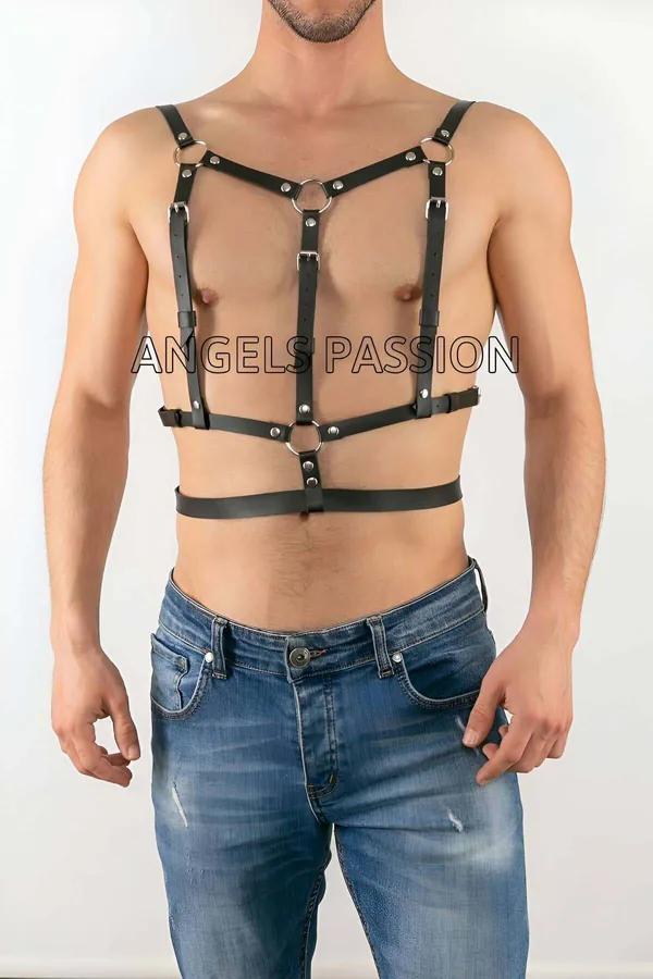 Adjustable Faux Leather Body Harness with O-Rings