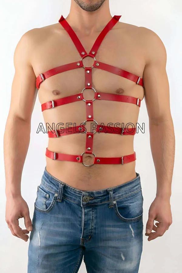 Faux Leather Adjustable Body Harness with O-Rings