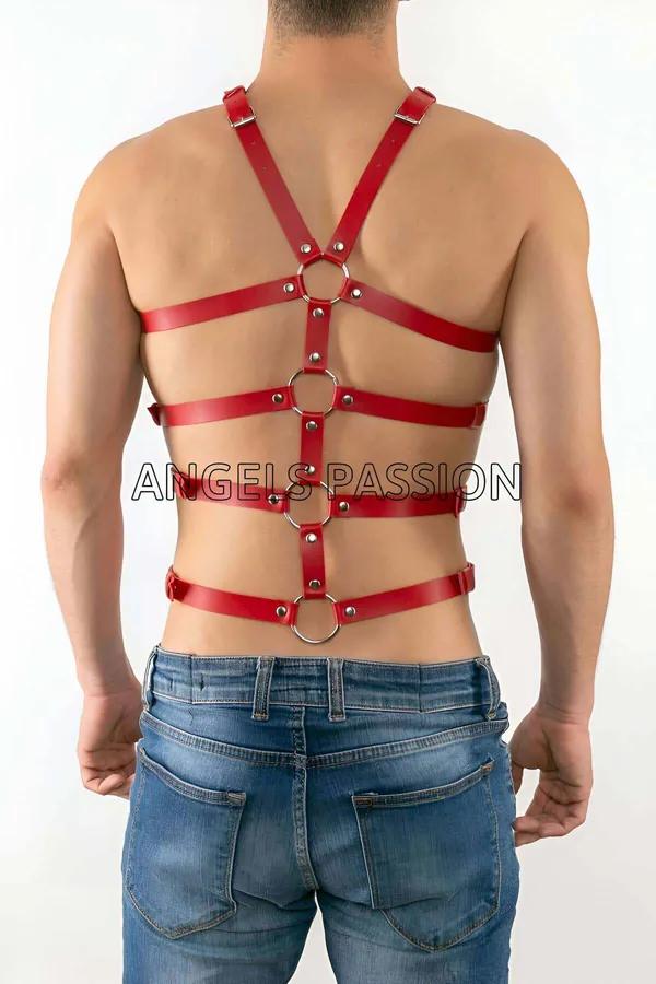 Faux Leather Adjustable Body Harness with O-Rings