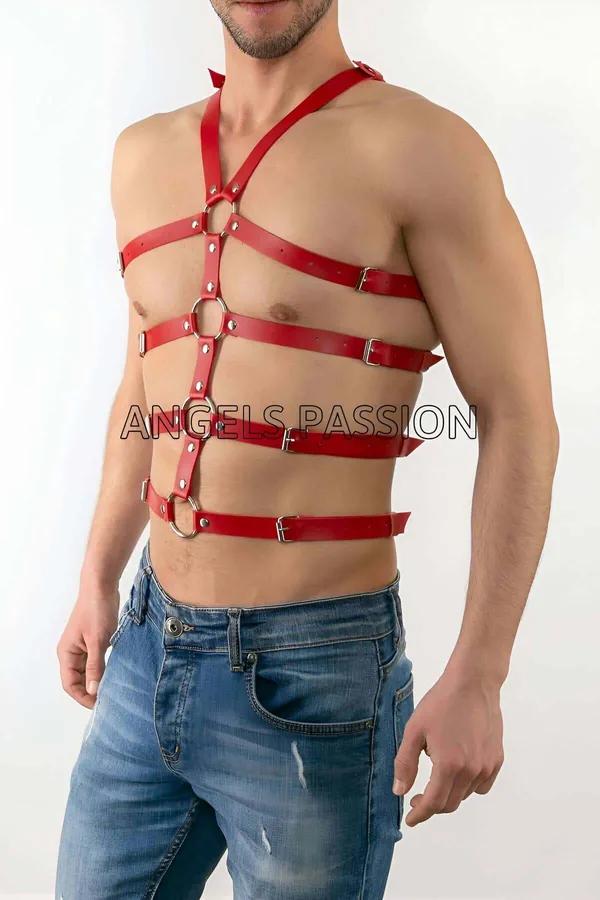 Faux Leather Adjustable Body Harness with O-Rings