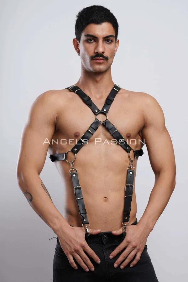 X-Back Faux Leather Body Harness with Adjustable Straps