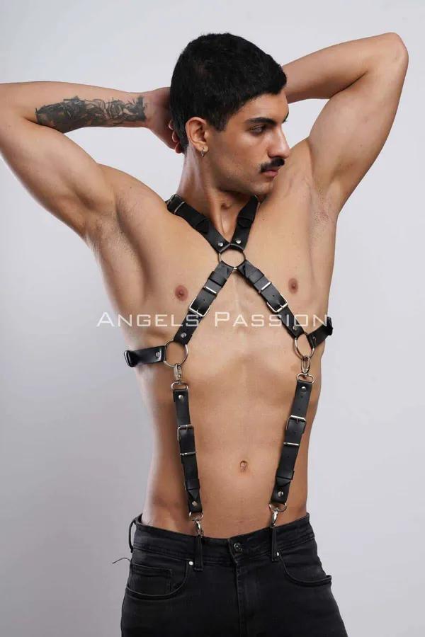 X-Back Faux Leather Body Harness with Adjustable Straps