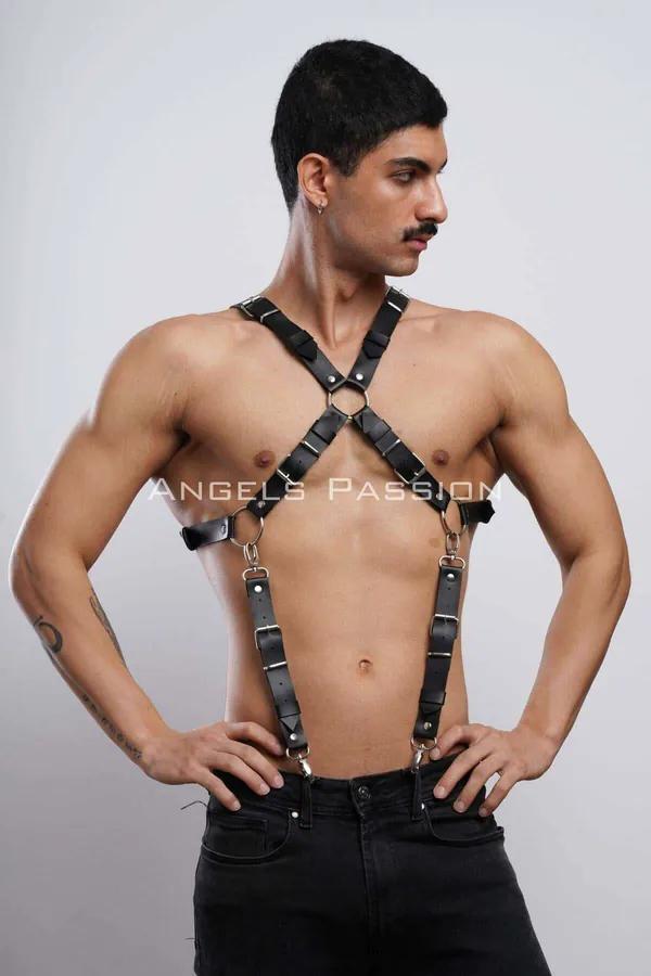 X-Back Faux Leather Body Harness with Adjustable Straps