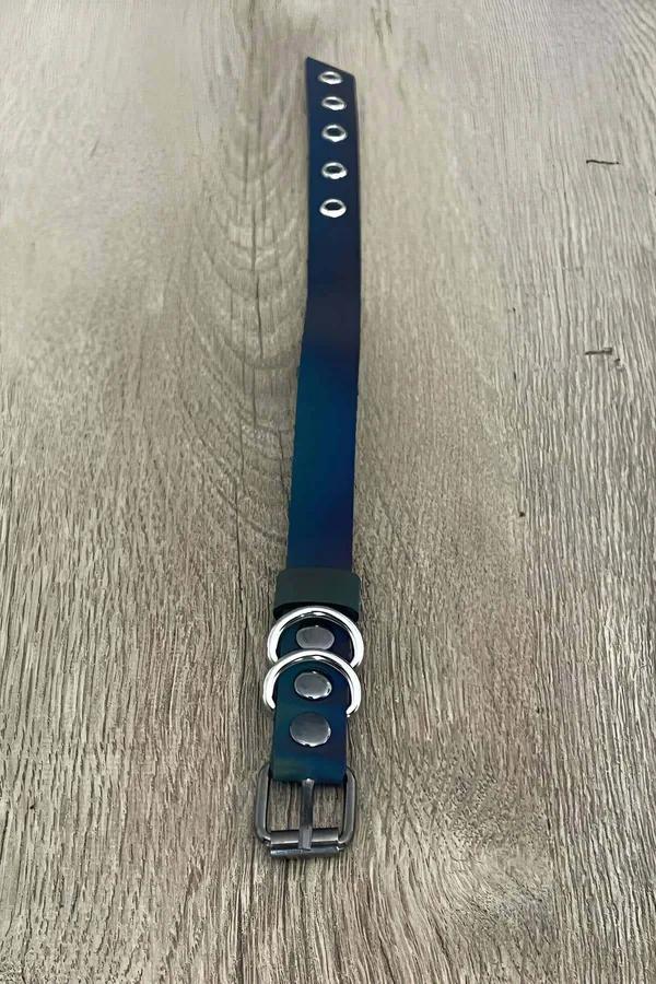 Iridescent Faux Leather Finger Harness with O-Rings