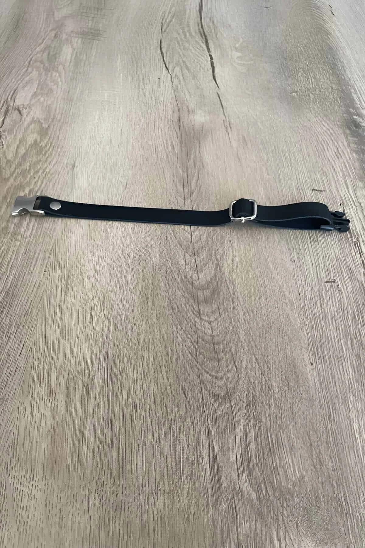 Adjustable Faux Leather Collar with Silver Buckle